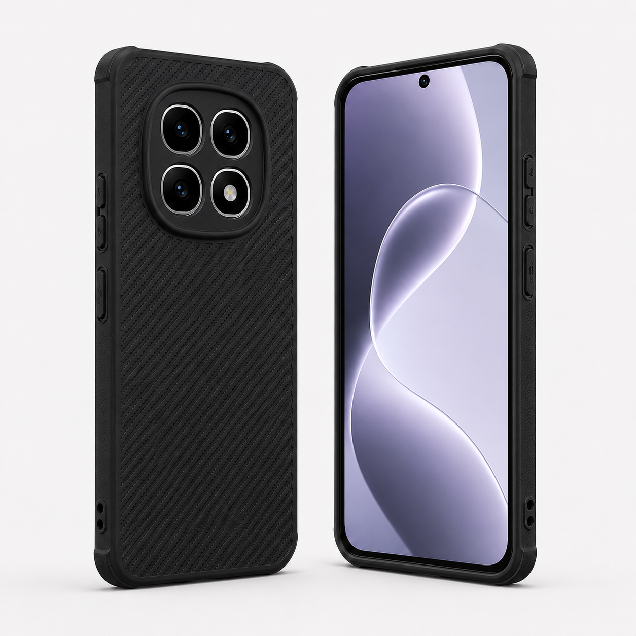 Redmi Note 15 Pro Plus Carbon Fiber texture Hard Rubber armour back cover shock-porof case