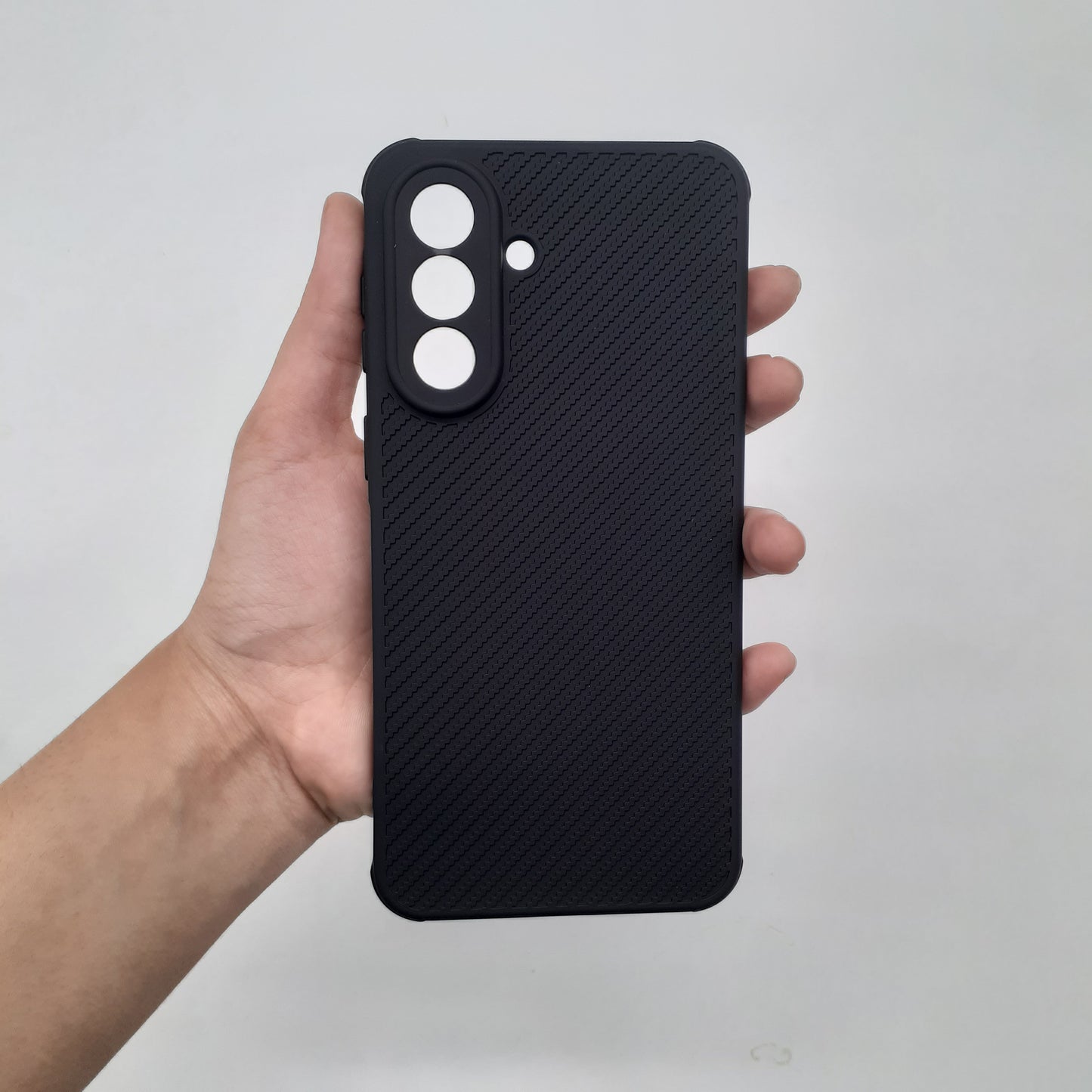 Samsung A37 Carbon Fiber texture Hard Rubber armour back cover shock-porof case