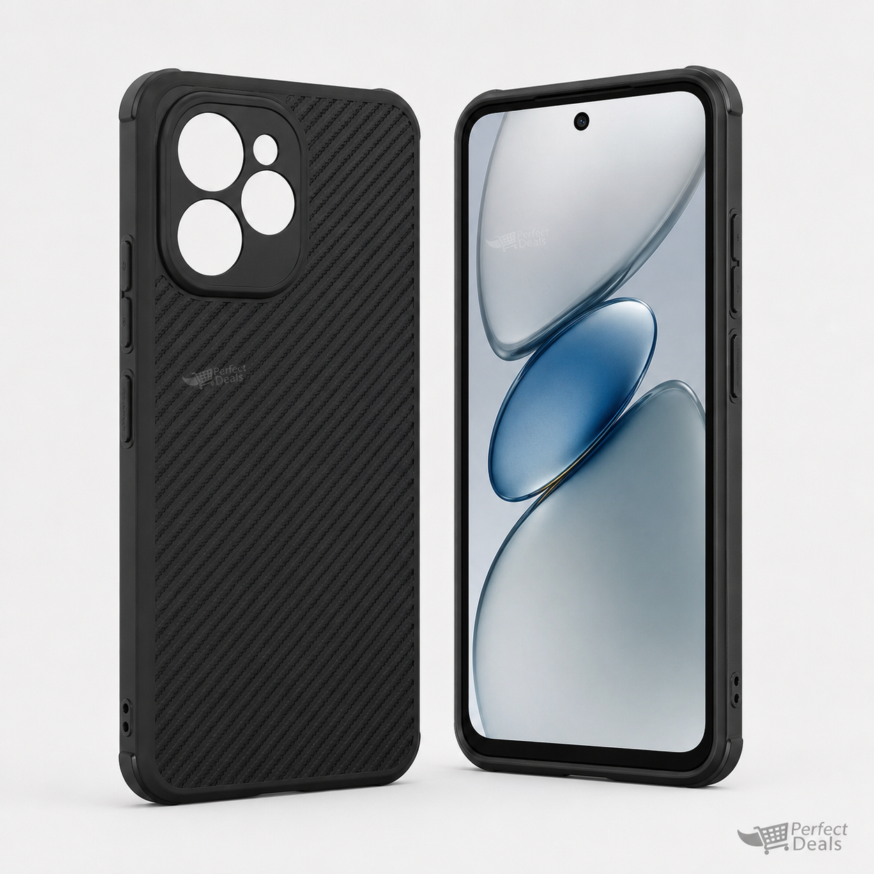 Tecno Spark 20 Carbon Fiber texture Hard Rubber armour back cover shock-porof case