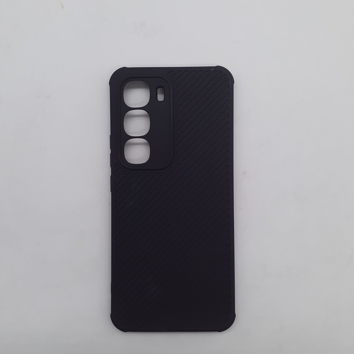 infinix Hot 60 Pro Plus Carbon Fiber texture Hard Rubber armour back cover shock-porof case
