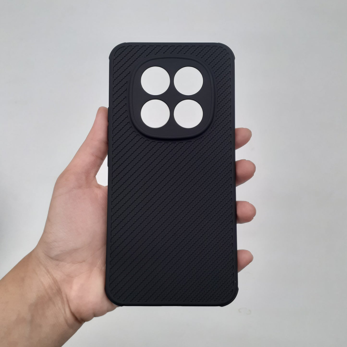 Redmi Note 15 Pro Plus Carbon Fiber texture Hard Rubber armour back cover shock-porof case