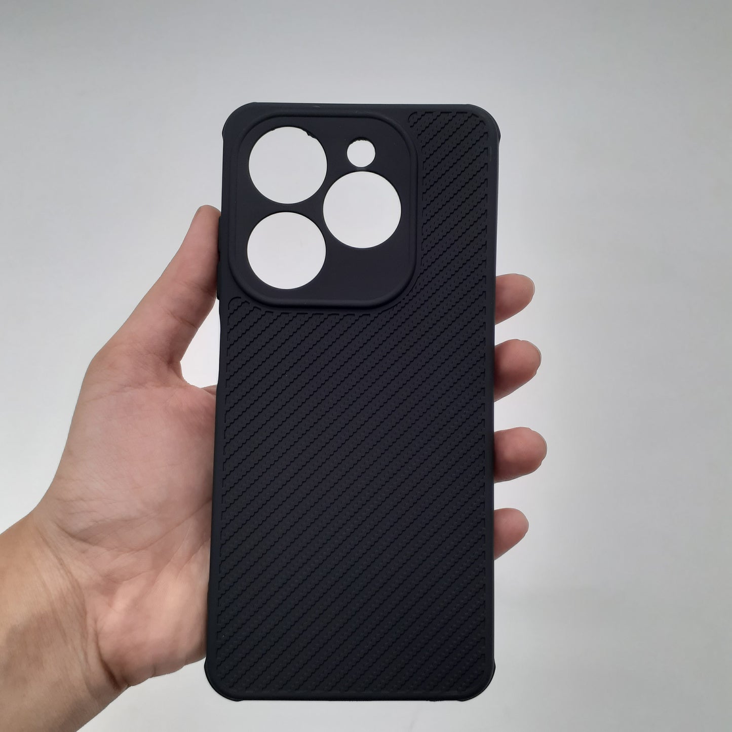 Tecno Spark 20 Carbon Fiber texture Hard Rubber armour back cover shock-porof case