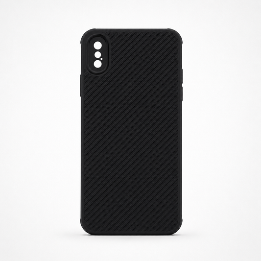 iPhone Xs Max Carbon Fiber texture Hard Rubber armour back cover shock-porof case