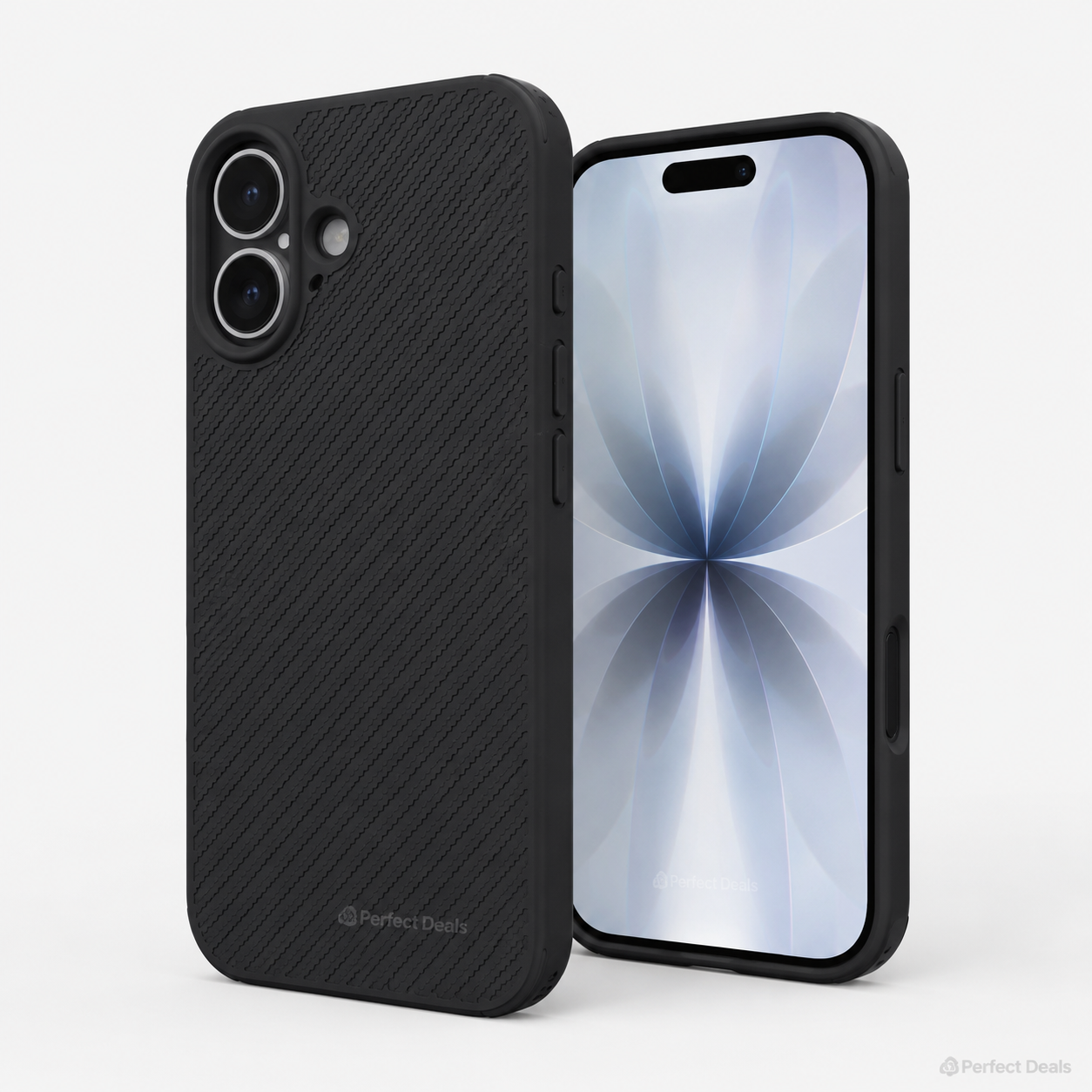 iPhone 17 Carbon Fiber texture Hard Rubber armour back cover shock-porof case