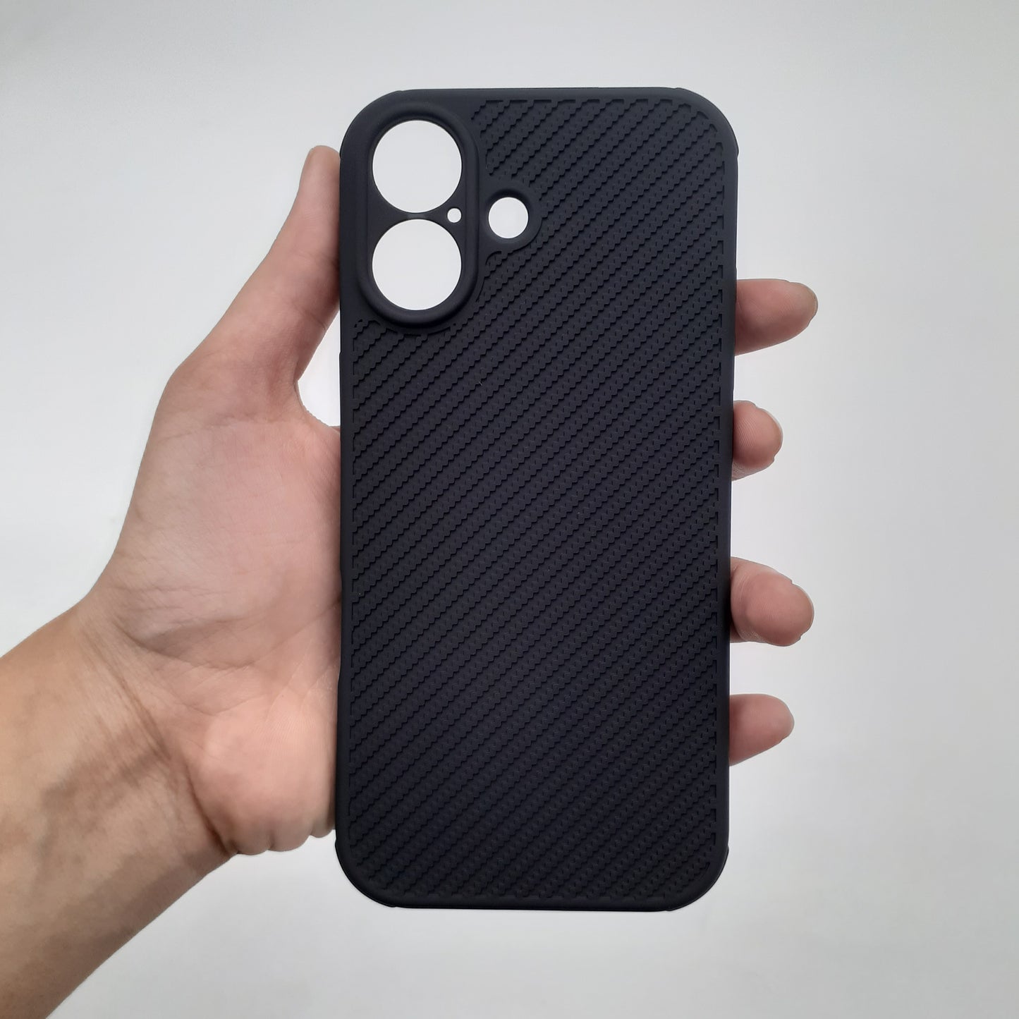 iPhone 17 Carbon Fiber texture Hard Rubber armour back cover shock-porof case