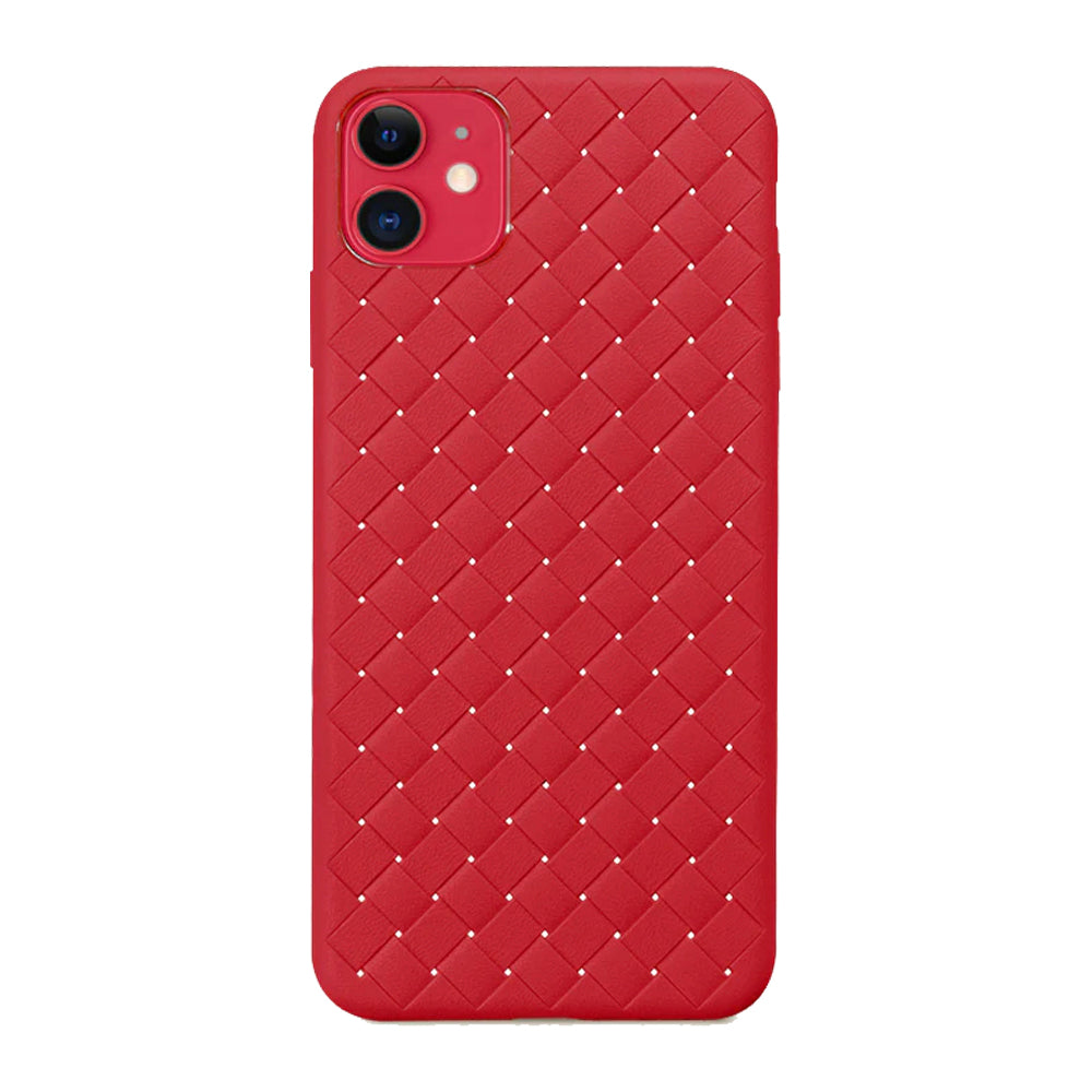 iPhone 12 Cross Grid Weaving Pattern Design Silicone Case back Cover