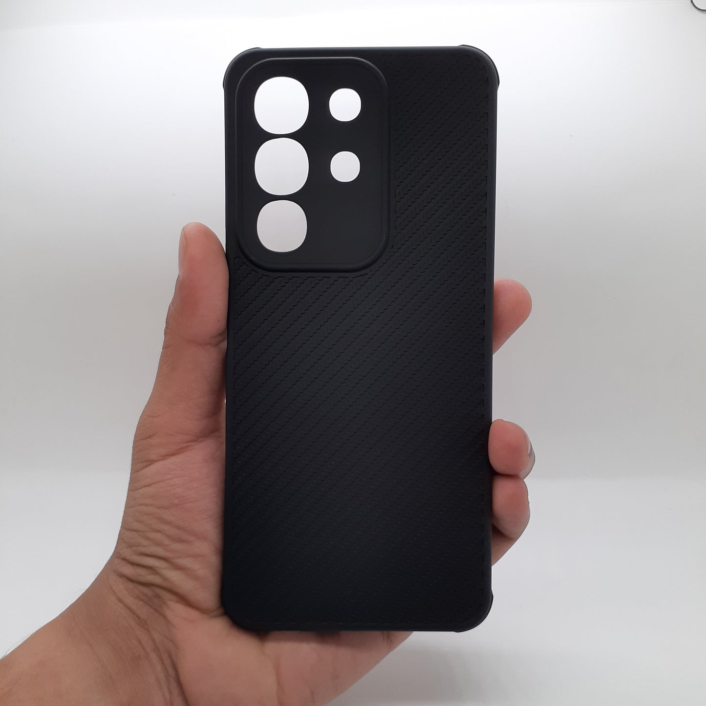 Vivo Y29 Carbon Fiber texture Hard Rubber armour back cover shock-porof case