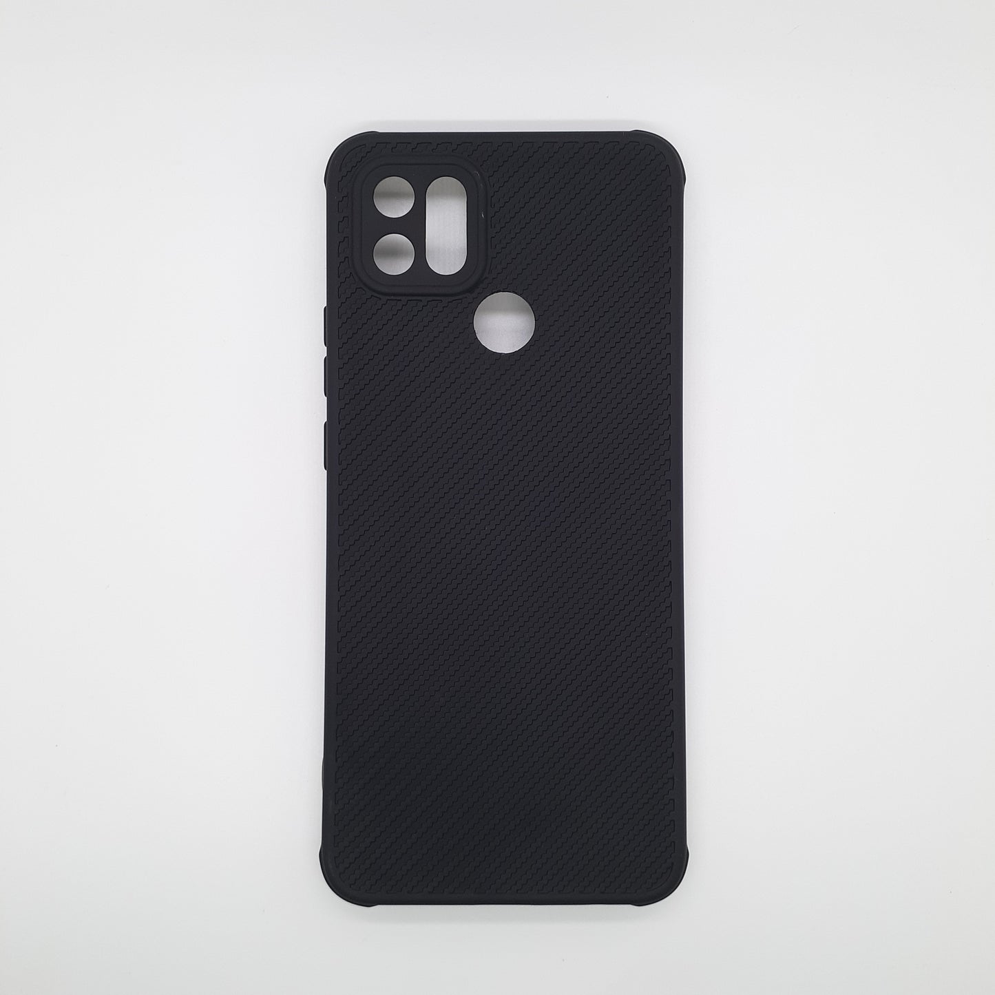 OPPO A15 Carbon Fiber texture Hard Rubber armour back cover shock-porof case