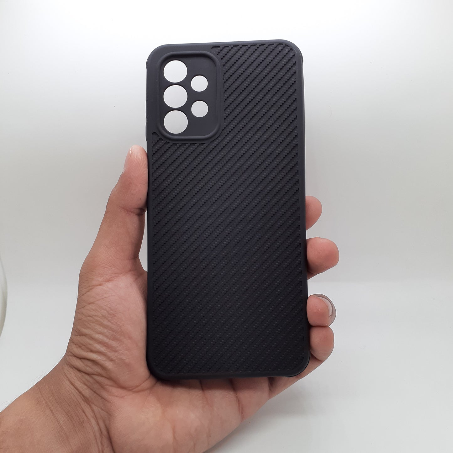 Samsung A04s Carbon Fiber texture Hard Rubber armour back cover shock-porof case
