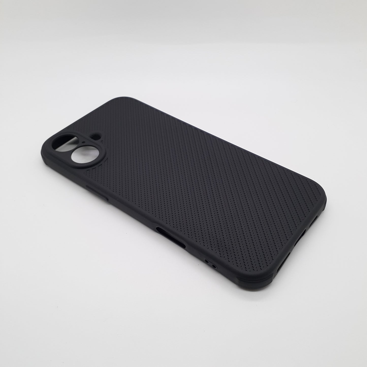 iPhone 16 Plus Carbon Fiber texture Hard Rubber armour back cover shock-porof case