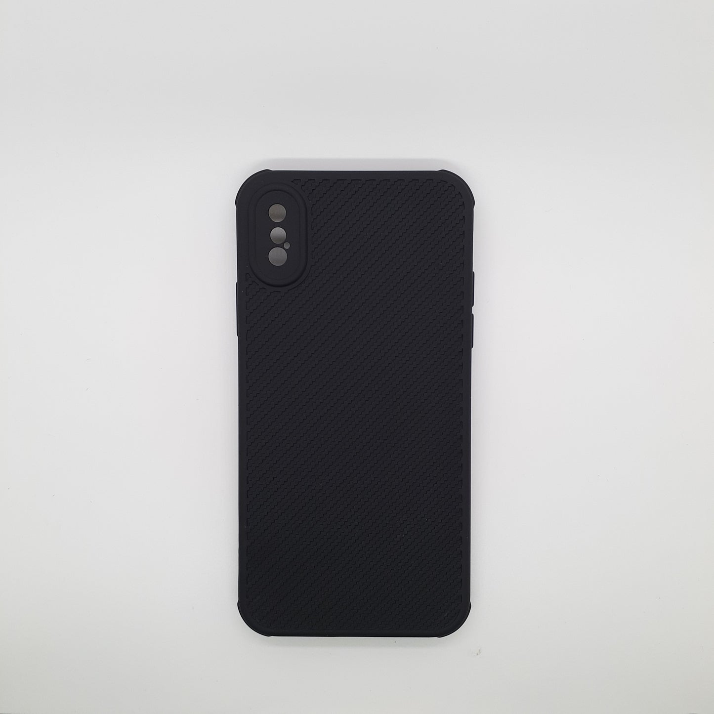 iPhone X Carbon Fiber texture Hard Rubber armour back cover shock-porof case