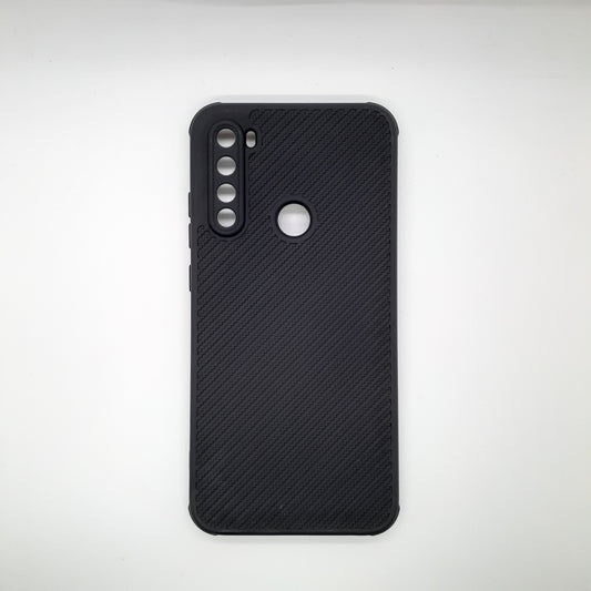Redmi Note 8 Carbon Fiber texture Hard Rubber armour back cover shock-porof case