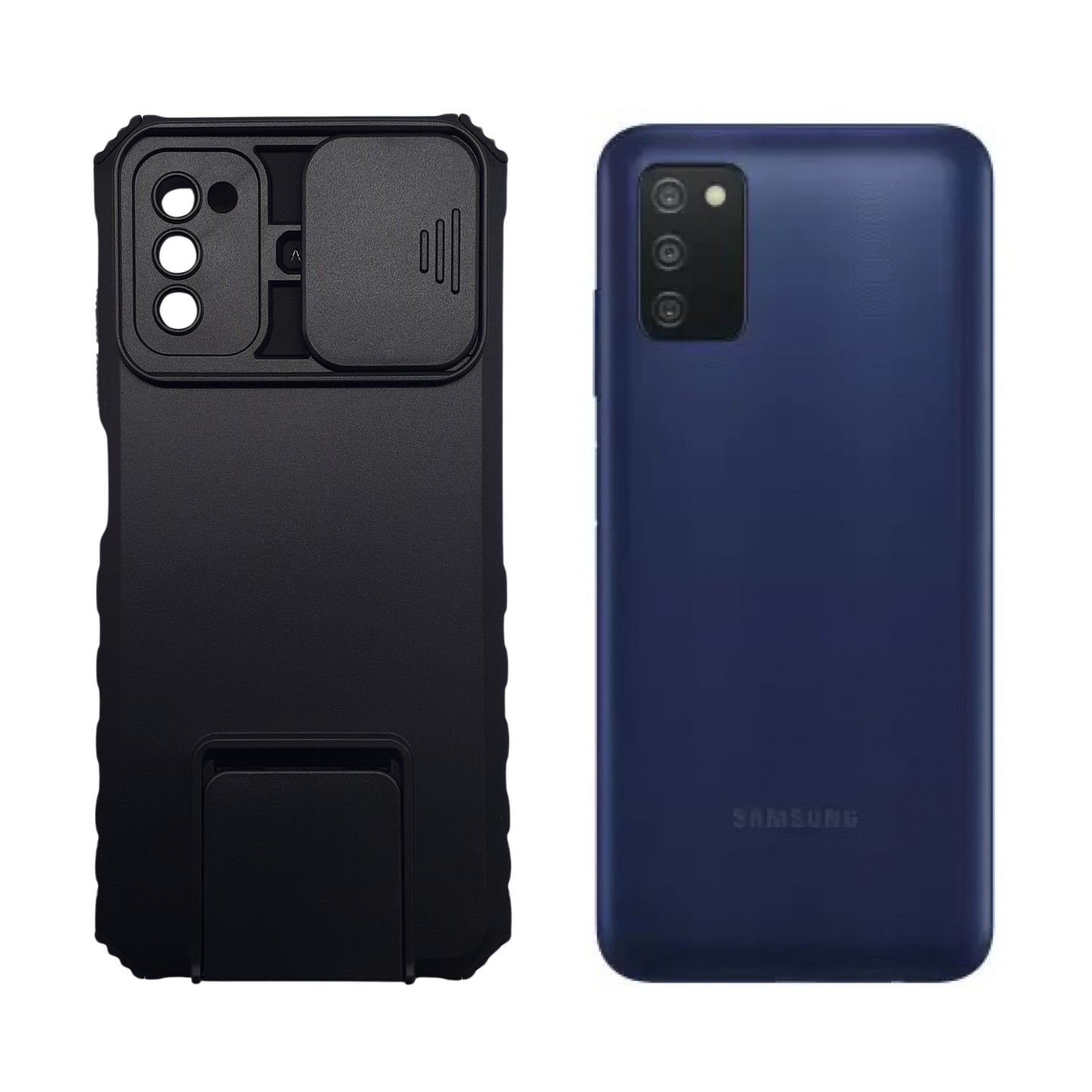 Samsung A03s Heavy Duty Shockproof Case with Sliding Camera Cover and Integrated Kickstand/Built-in Stand