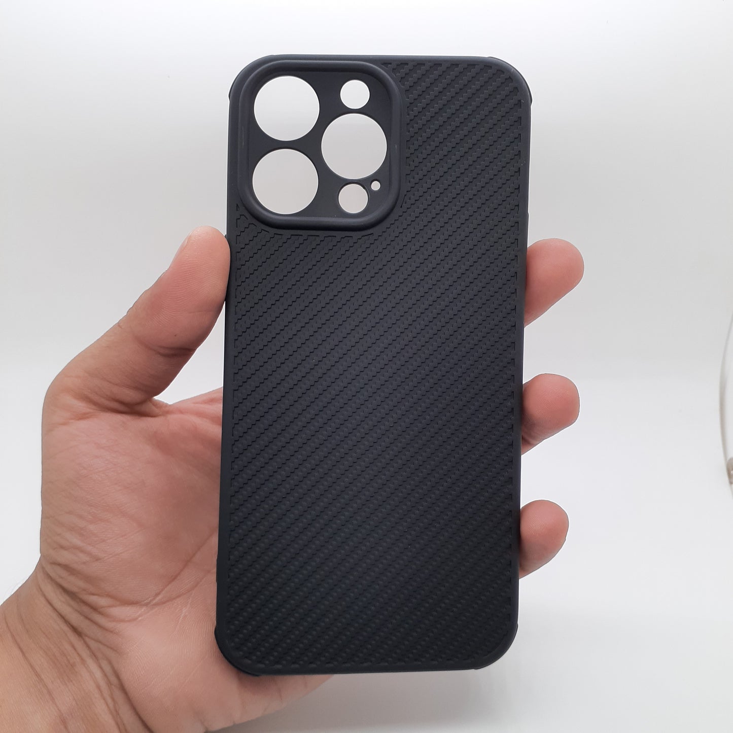 iPhone 14 Pro Max Carbon Fiber texture Hard Rubber armour back cover shock-porof case