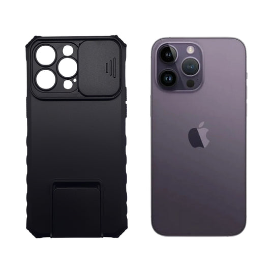 iPhone 14 Pro Max Case with Slide Camera Cover, Heavy Duty Shockproof Bumper, and Built-in Kickstand for Magnetic Car Mount Holder