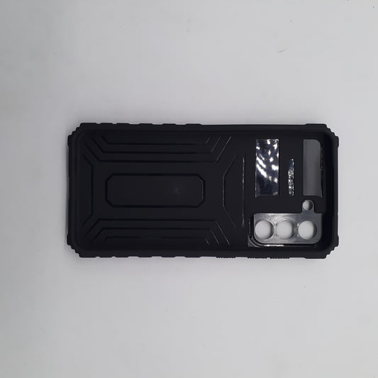 Samsung S21 FE Heavy Duty Shockproof Phone Case with Slide Camera Lens Protector Cover and Built-in Kickstand Ring Holder Black
