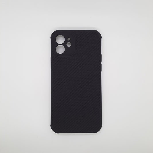 iPhone 12 Carbon Fiber texture Hard Rubber armour back cover shock-porof case