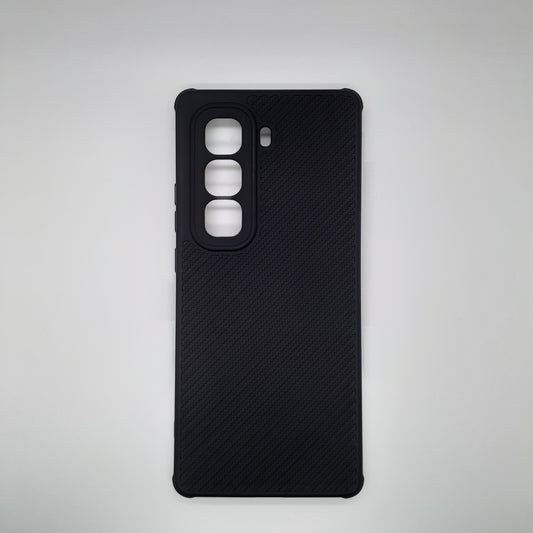 infinix HOT 50 Pro Plus Carbon Fiber texture Hard Rubber armour back cover shock-porof case
