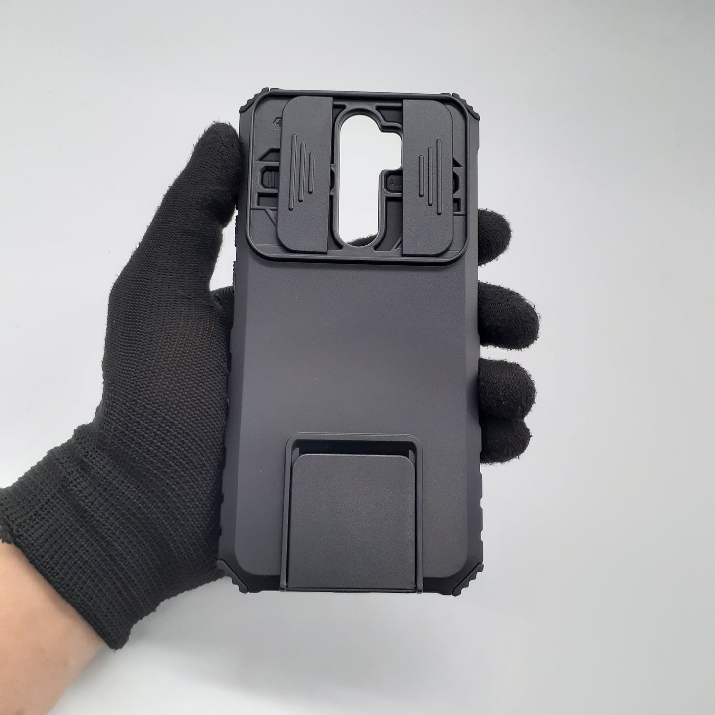Redmi Note 8 Pro Rugged Protection Phone Case with Sliding Camera Cover and Integrated Kickstand for Hands-Free Viewing