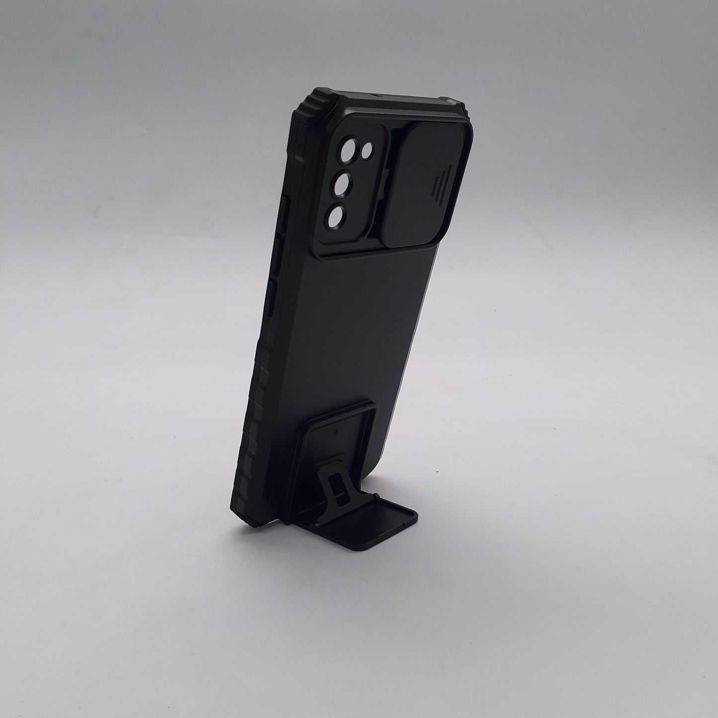 Samsung A02s Case, Heavy Duty Shockproof Protective Cover with Sliding Camera Lens Protector and Foldable Kickstand Built-in Stand