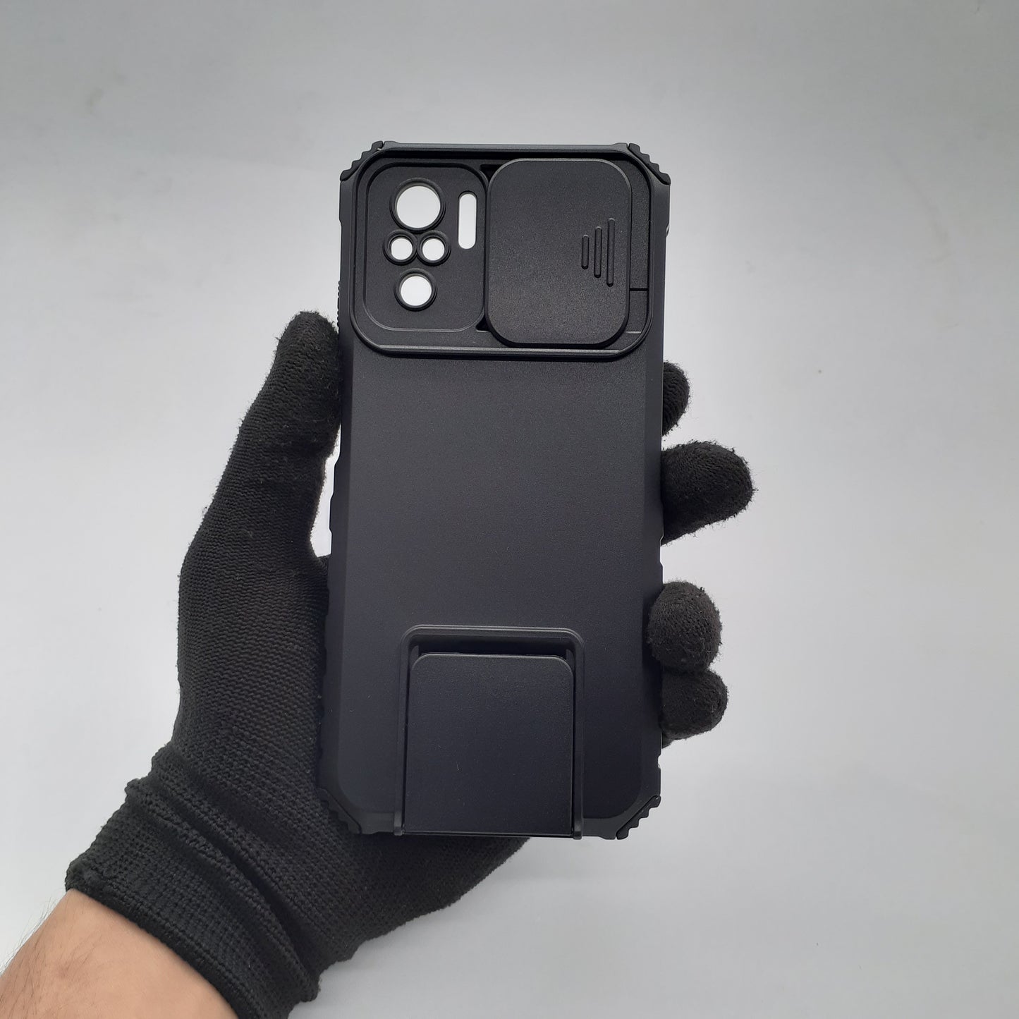 Redmi Note 10 Case with Camera Slide Cover and Built-in Kickstand, Heavy Duty Shockproof Protective Cover for Enhanced Privacy and Hands-Free Viewing