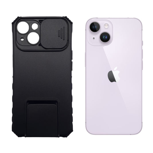 iPhone 14 Case with Camera Slide Cover, Built-in Stand, Military Grade Shockproof Drop Protection, Heavy Duty Rugged Protective Cover