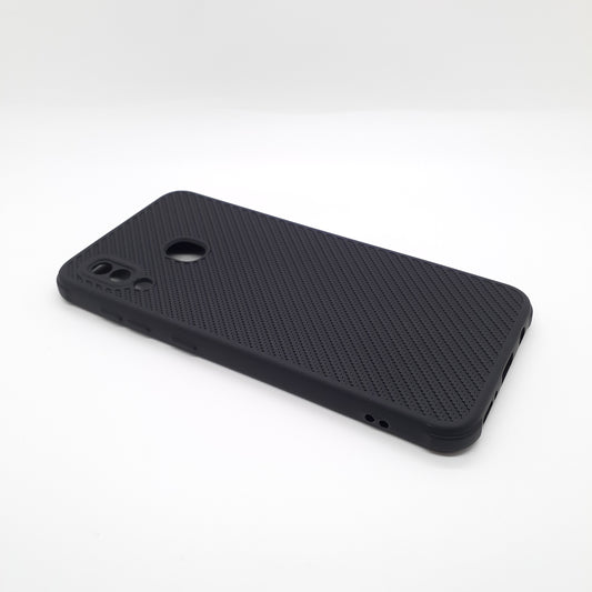 Samsung A20 Carbon Fiber texture Hard Rubber armour back cover shock-porof case