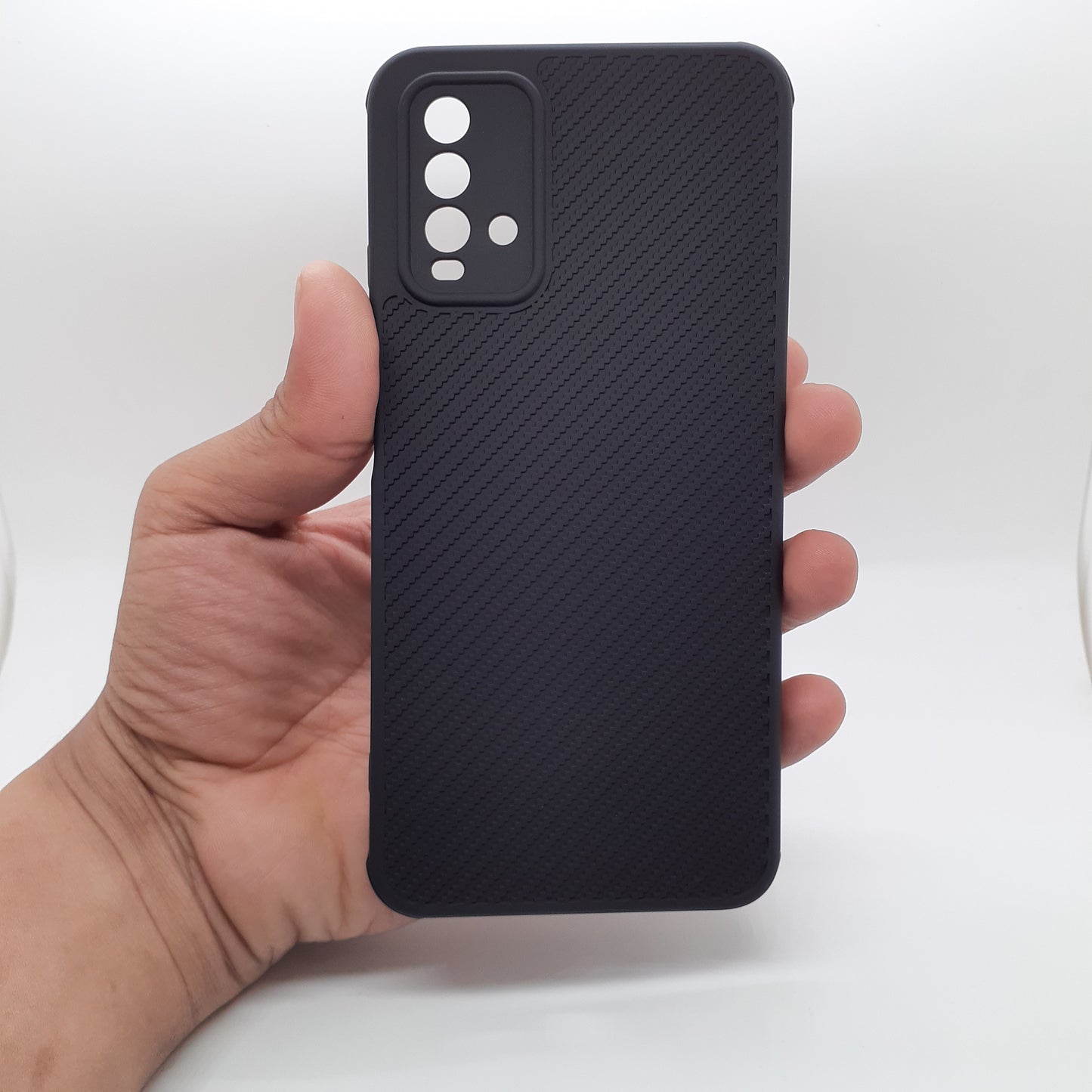 Redmi 9T Carbon Fiber texture Hard Rubber armour back cover shock-porof case