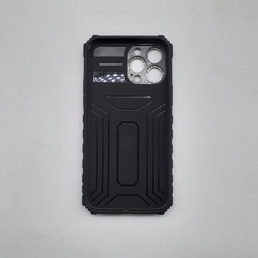 iPhone 13 Pro Max Heavy Duty Case with Camera Slide Cover, Integrated Kickstand, and Military-Grade Shockproof Protection.