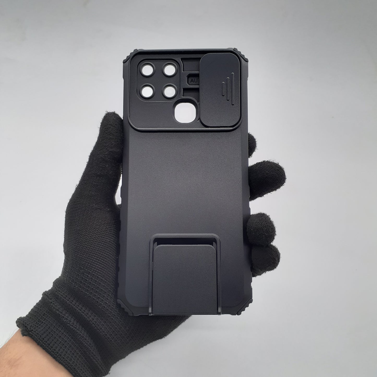 infinix Smart 6 Slide Camera Cover Case with Built-in Kickstand, Heavy Duty Shockproof Armor PC TPU Protection Stand Mobile Phone Case