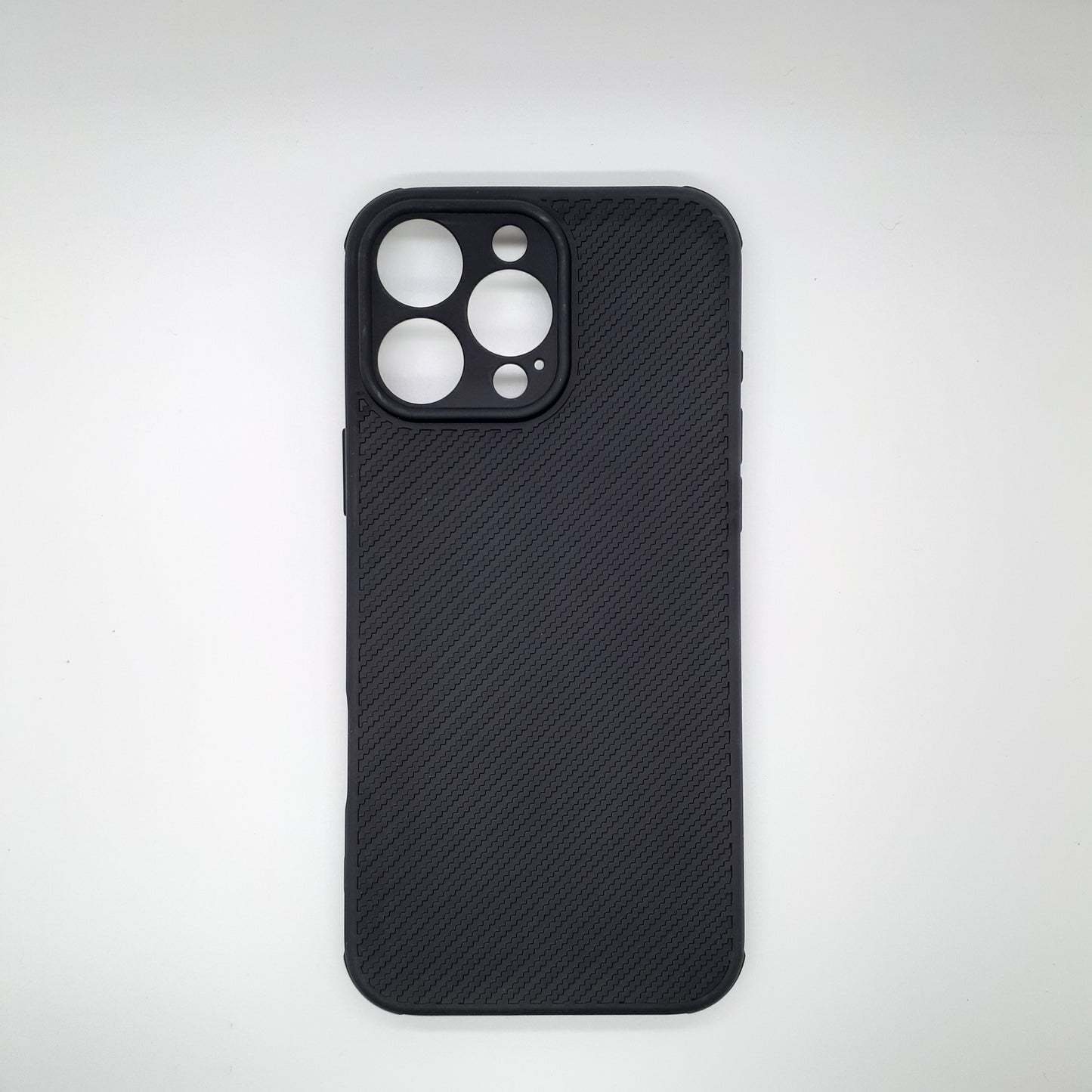 iPhone 16 Pro Max Carbon Fiber texture Hard Rubber armour back cover shock-porof case