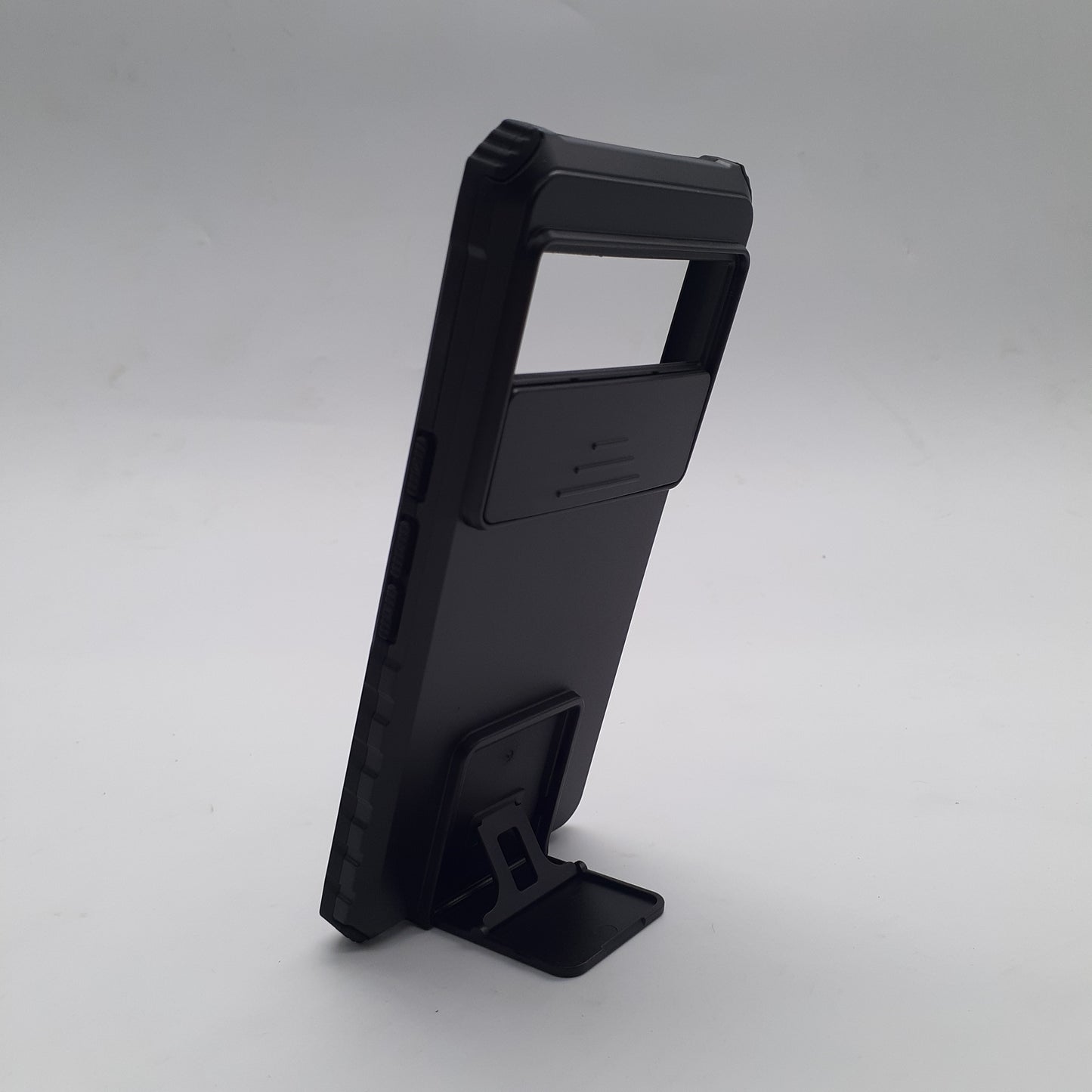 Google Pixel 8 Pro Heavy Duty Protective Phone Case with Camera Lens Slide Cover and Integrated Kickstand for Hands-Free Viewing