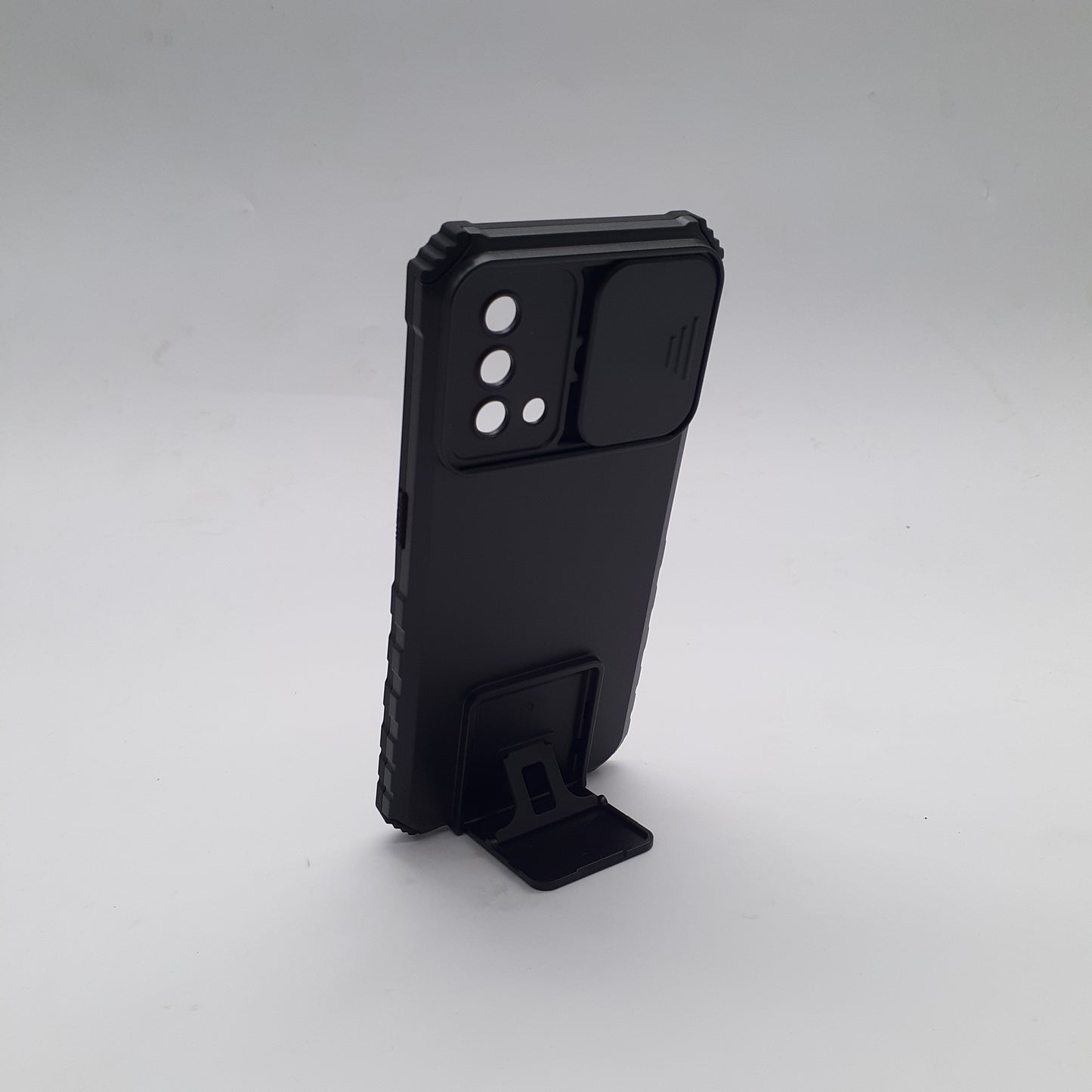 OPPO A74 4G/5G Heavy Duty Shockproof Phone Case with Camera Slide Cover, Credit Card Holder Slots, and Built-in 360¡ Rotate Ring Stand/Kickstand
