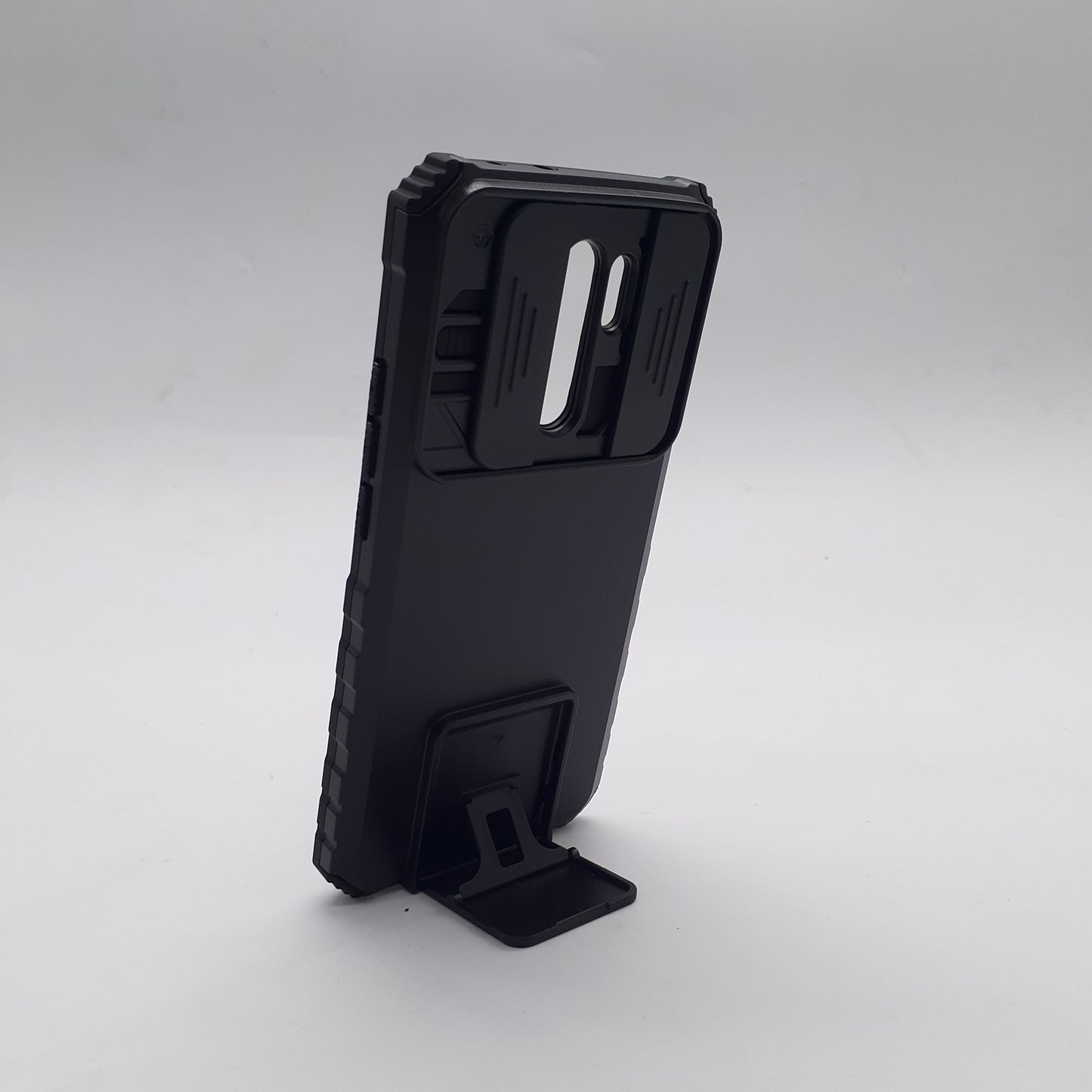 Redmi 9 Shockproof Case with Camera Slide Cover, Built-in Kickstand, and Magnetic Ring Holder for Full Body Protection