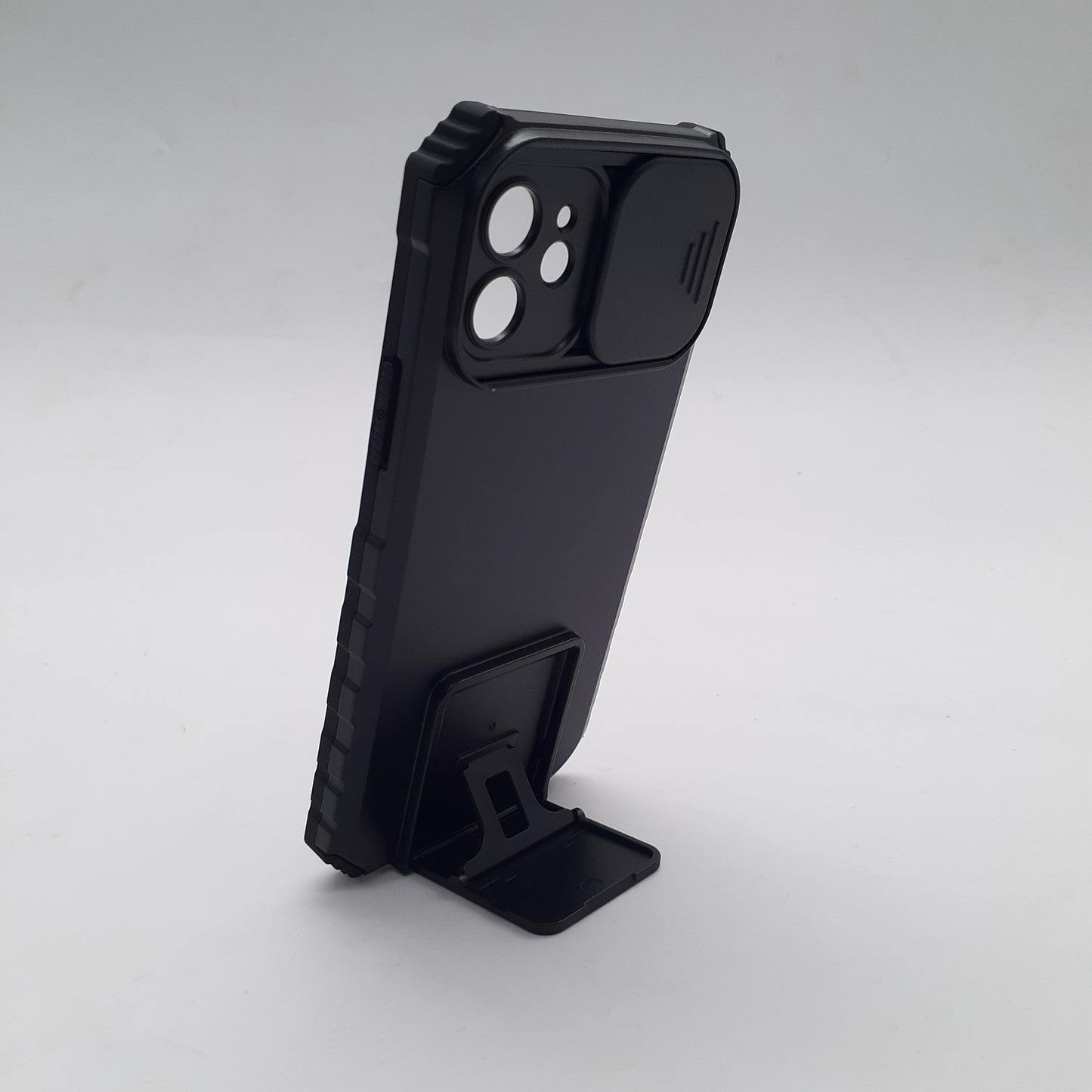 iPhone 12 Protective Phone Case with Sliding Camera Cover and Integrated Kickstand, Shockproof Heavy Duty Full-Body Protection.