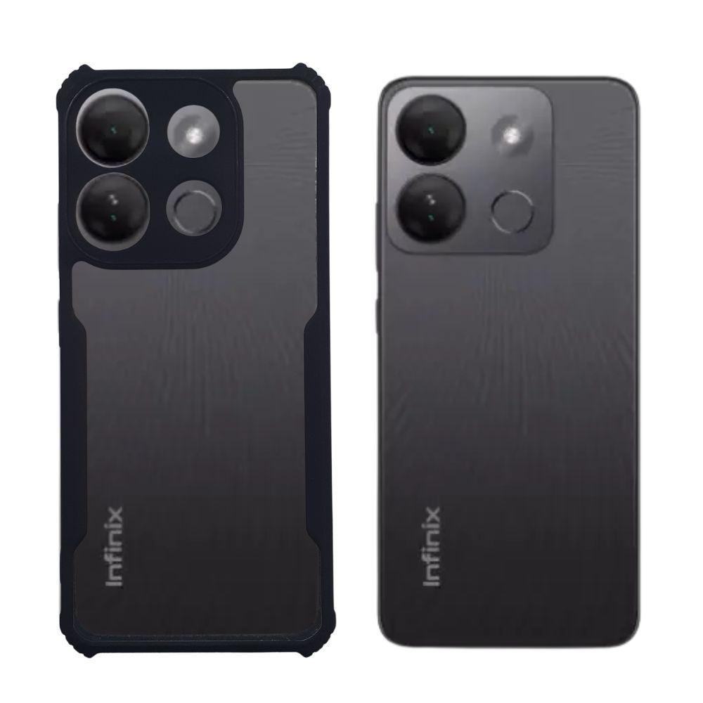 Infinix Smart 7 Shockproof Hybrid Armor Case with Side Grip and Camera Protection, Slim Matte Silicone Back Cover