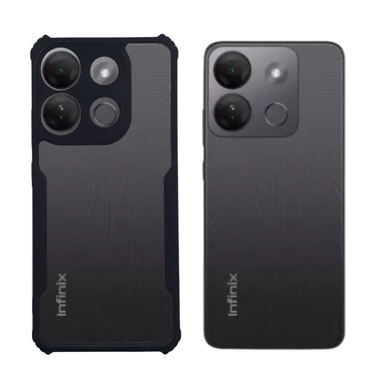 Infinix Smart 7 Shockproof Hybrid Armor Case with Side Grip and Camera Protection, Slim Matte Silicone Back Cover