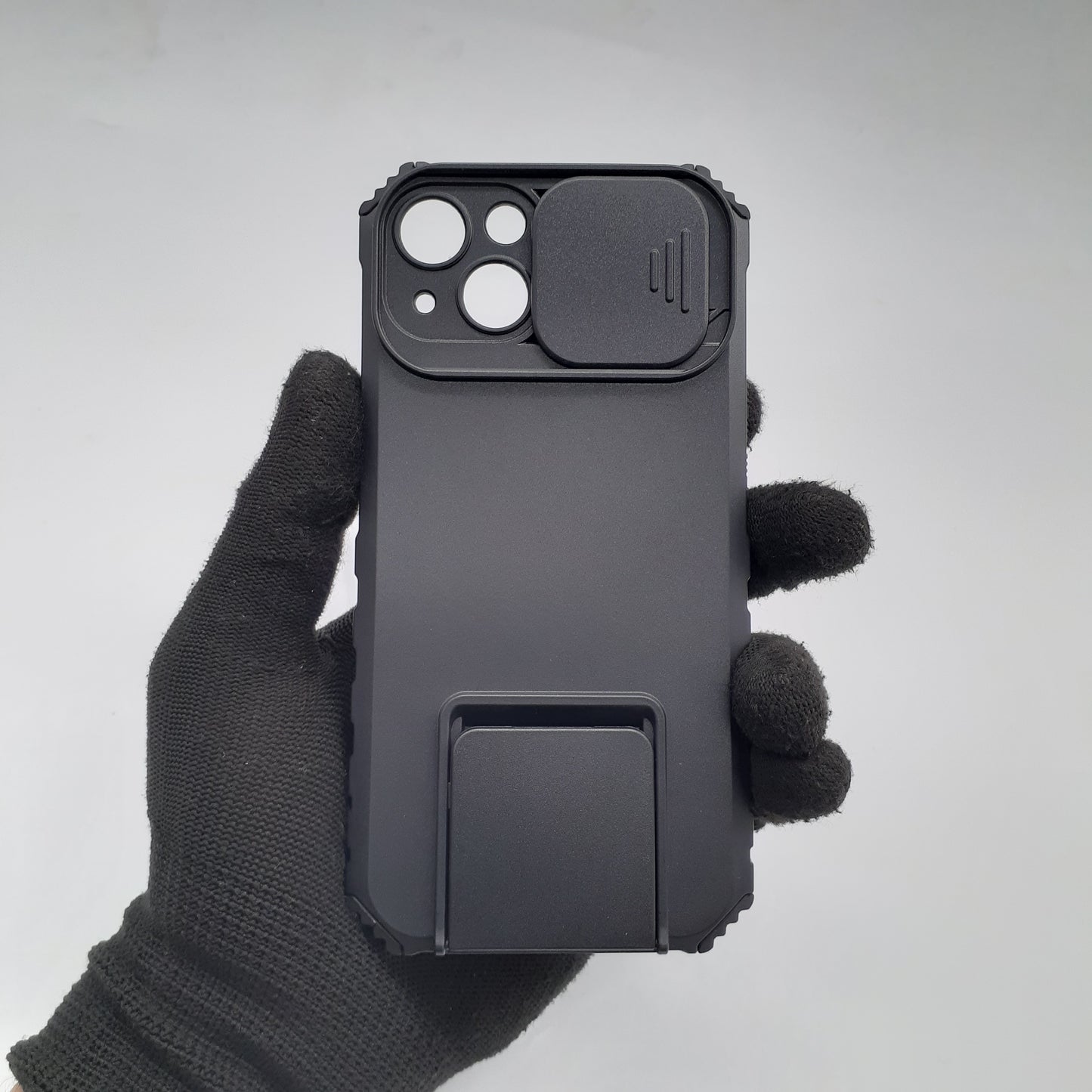 iPhone 13 Heavy Duty Case with Slide Camera Cover Lens Protection and Integrated Kickstand for Hands-Free Viewing