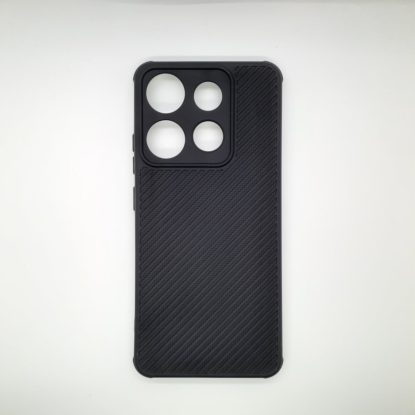 infinix Smart 7 Carbon Fiber texture Hard Rubber armour back cover shock-porof case