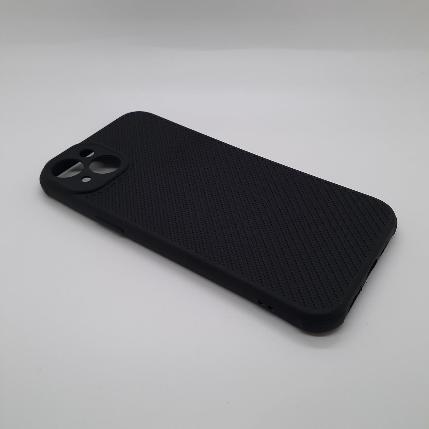 iPhone 15 Plus Carbon Fiber texture Hard Rubber armour back cover shock-porof case