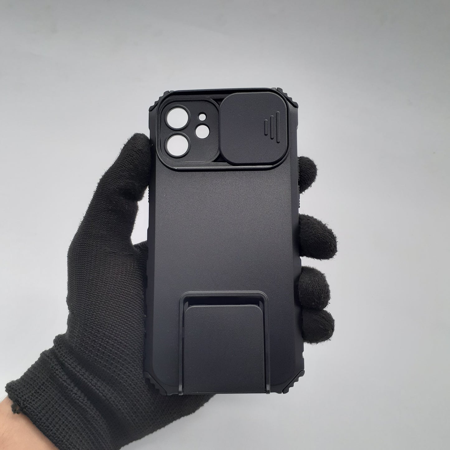iPhone 12 Protective Phone Case with Sliding Camera Cover and Integrated Kickstand, Shockproof Heavy Duty Full-Body Protection.