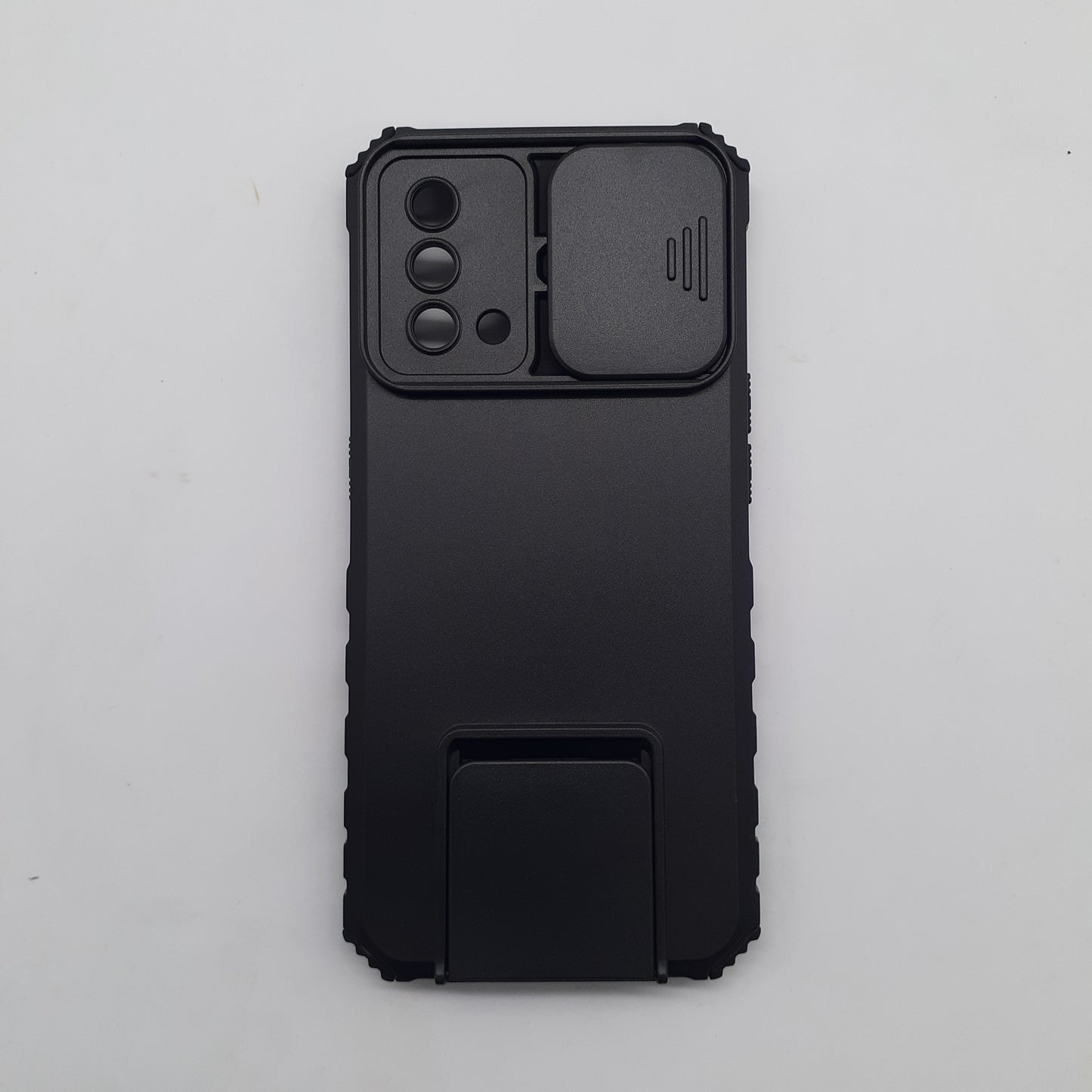 OPPO A74 4G/5G Heavy Duty Shockproof Phone Case with Camera Slide Cover, Credit Card Holder Slots, and Built-in 360¡ Rotate Ring Stand/Kickstand