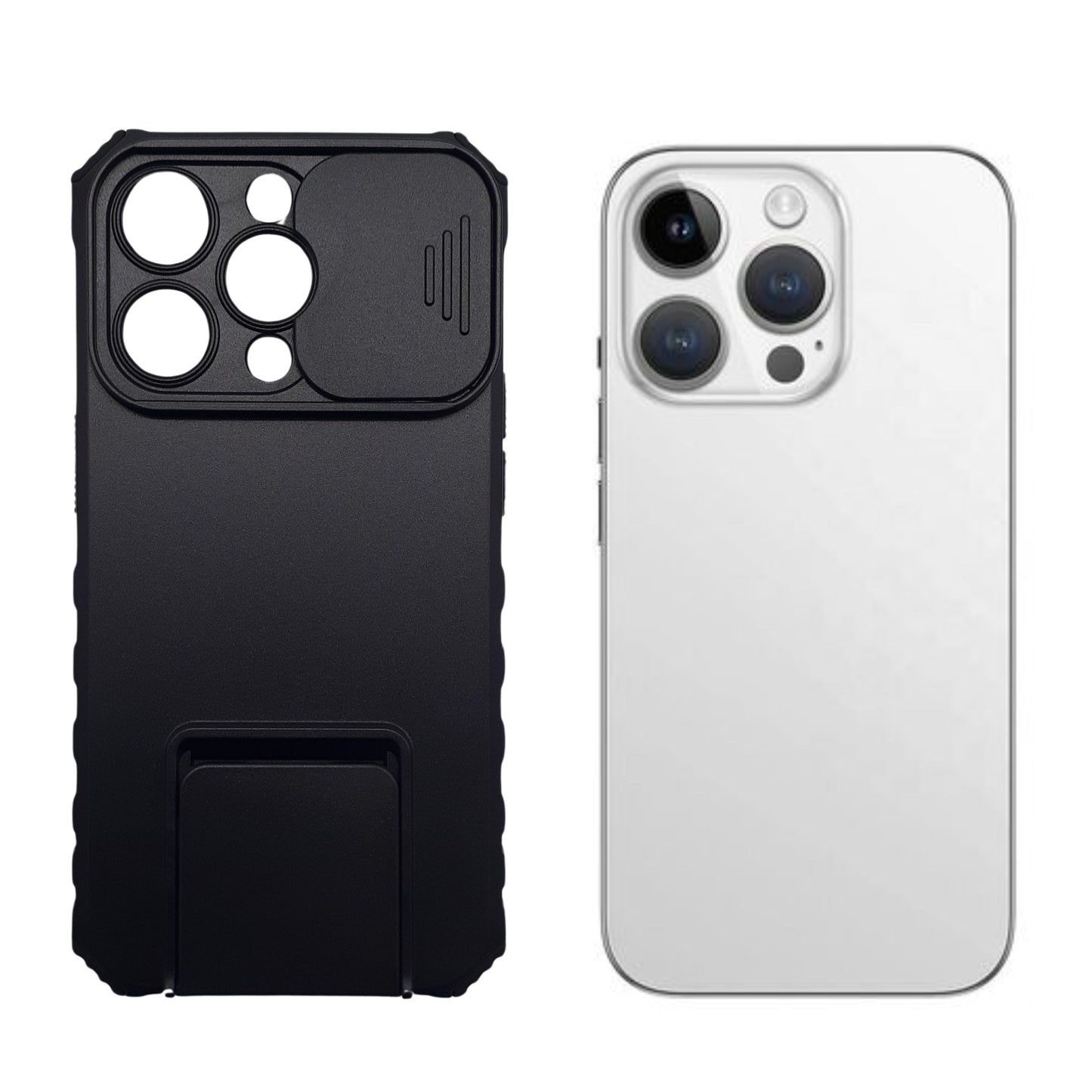 iPhone 14 Pro Heavy Duty Protective Case with Integrated Kickstand and Sliding Camera Lens Cover for Ultimate Screen and Camera Protection