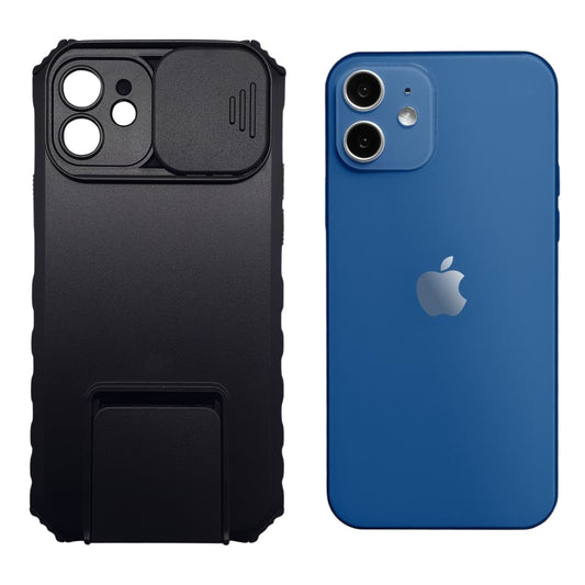 iPhone 12 Protective Phone Case with Sliding Camera Cover and Integrated Kickstand, Shockproof Heavy Duty Full-Body Protection.