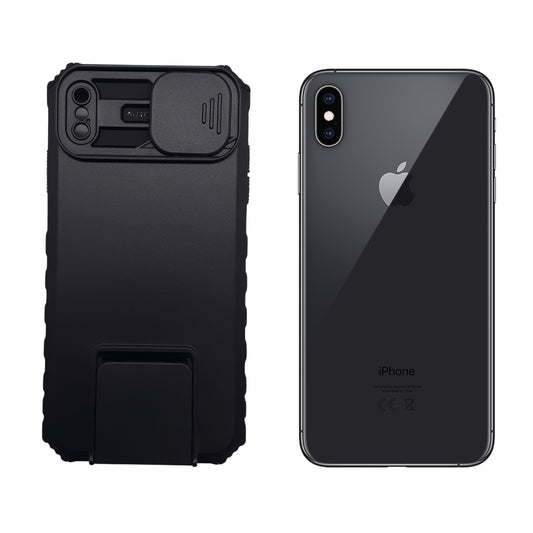 iPhone Xs Max Heavy Duty Shockproof Case with Sliding Camera Lens Protector Cover and Integrated Kickstand/Built-in Stand