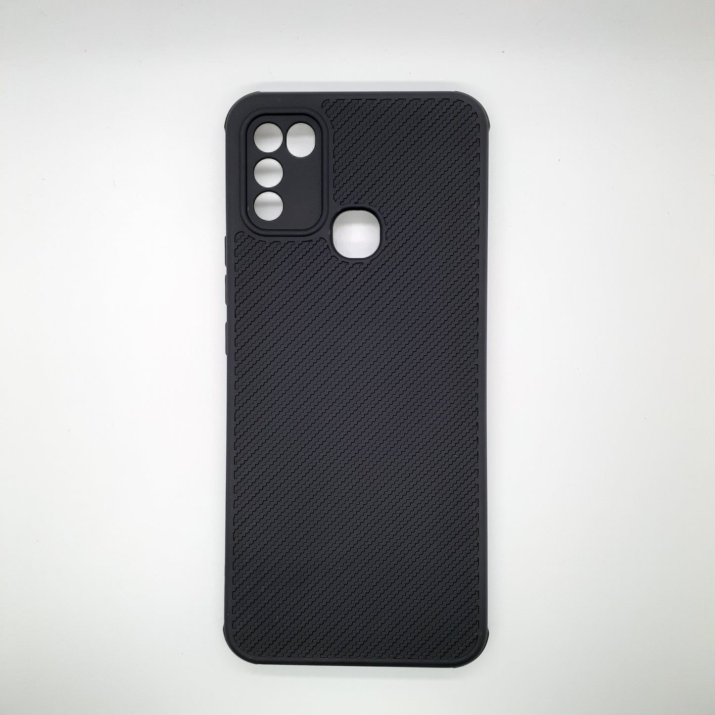 infinix Hot 10 Play Carbon Fiber texture Hard Rubber armour back cover shock-porof case