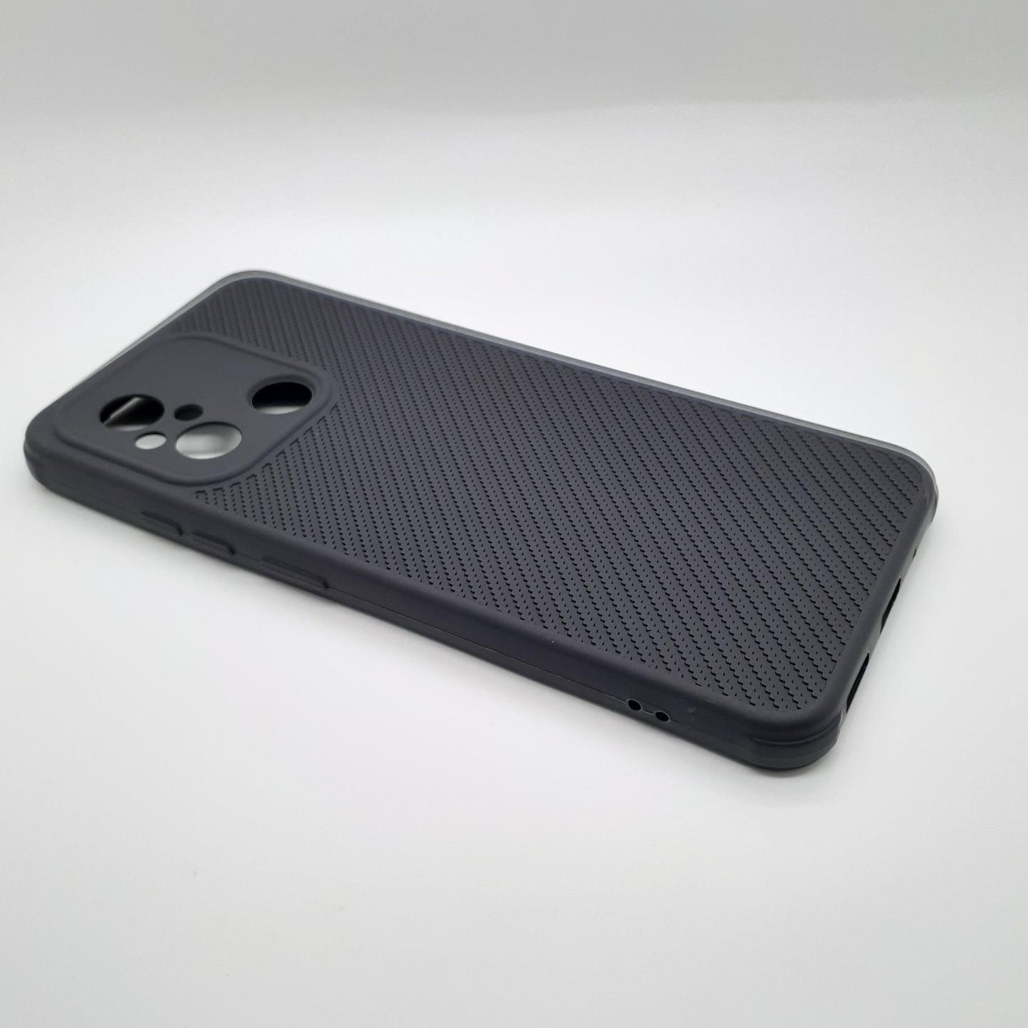 Redmi 12C Carbon Fiber texture Hard Rubber armour back cover shock-porof case