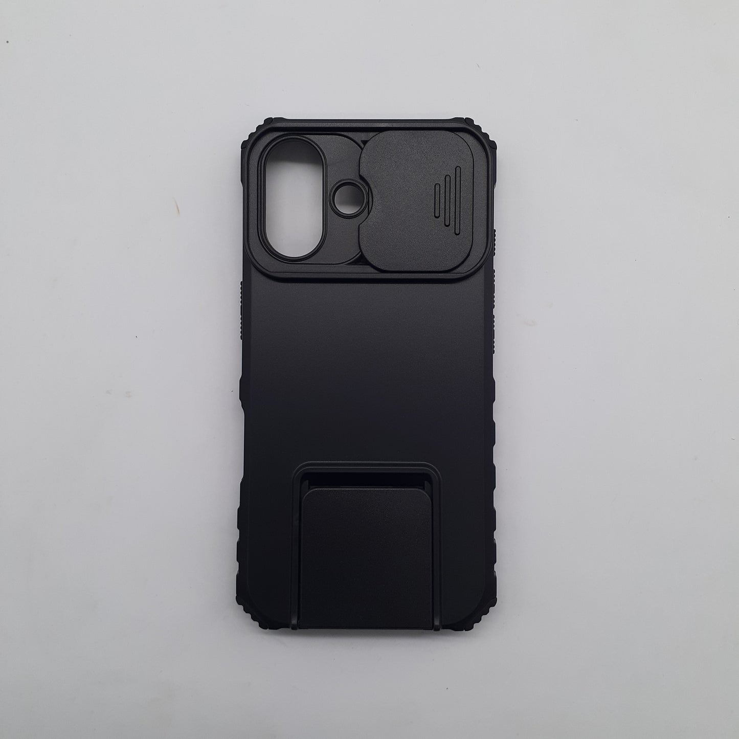 iPhone 16 Heavy Duty Protection Case with Camera Slide Cover and Integrated Kickstand for Hands-Free Viewing