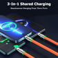 3-in-1 Fast Charging 6A 120W USB Type-C Cable – Multi USB A to Type-C, Micro USB & Lightning Charger Cord for iPhone, Samsung, Huawei, Xiaomi – Durable OD6.0 Braided Data Sync Cable