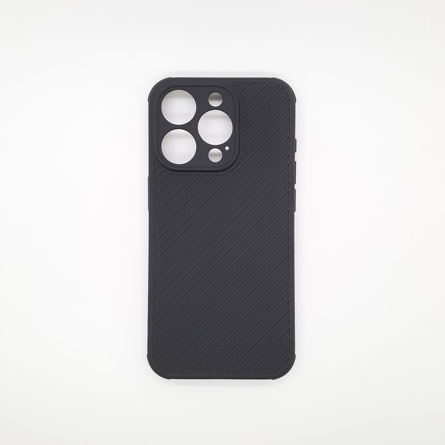 iPhone 15 Pro Carbon Fiber texture Hard Rubber armour back cover shock-porof case